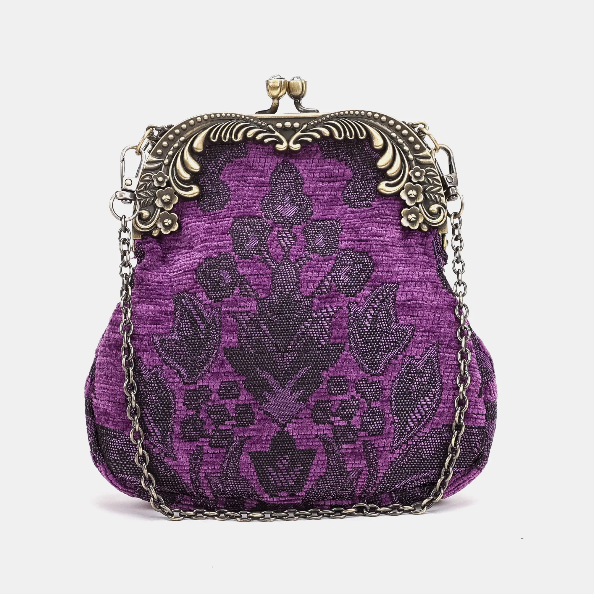 Victorian Blossom Purple Chatelaine Purse Medium