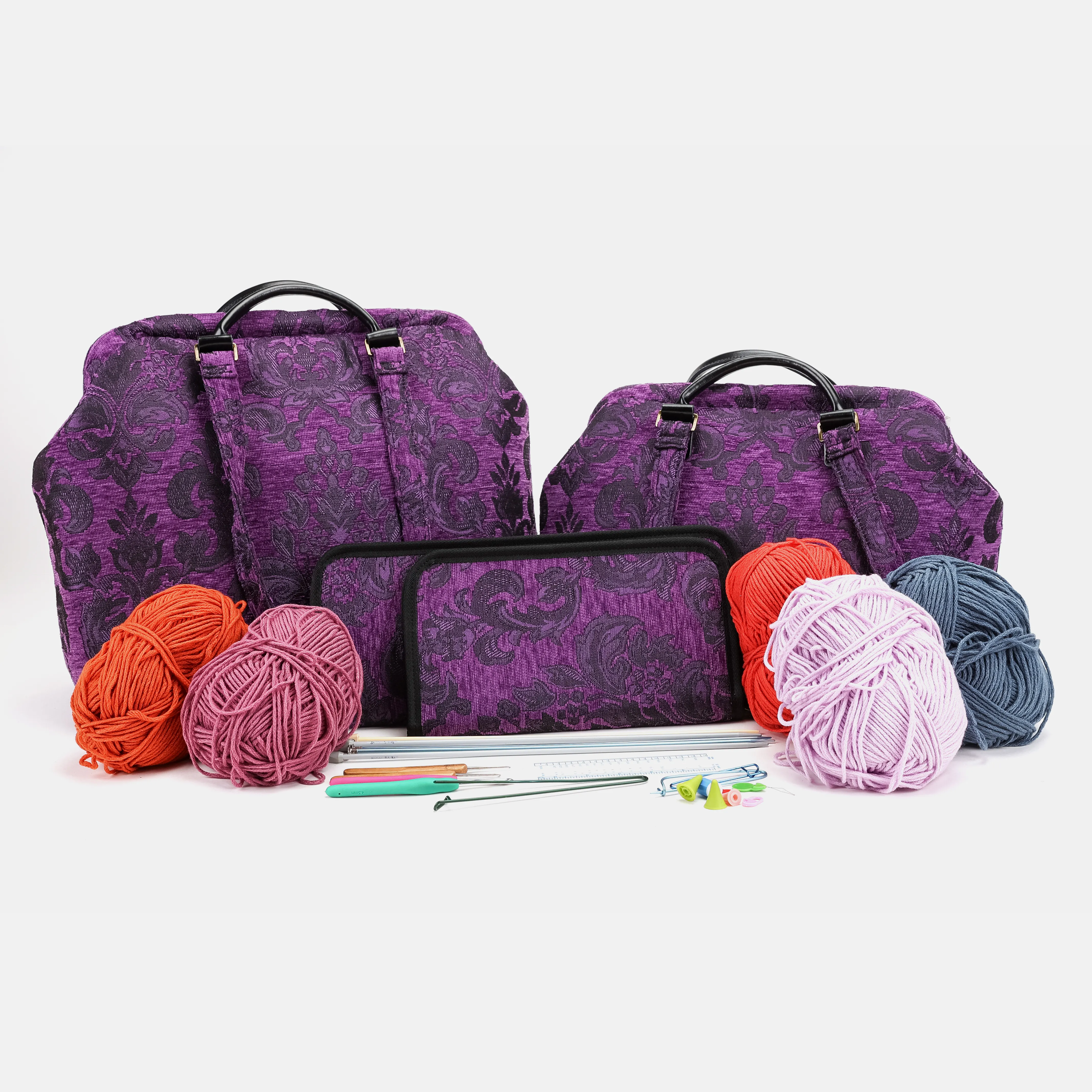 Victorian Blossom Purple Knitting Project Bag