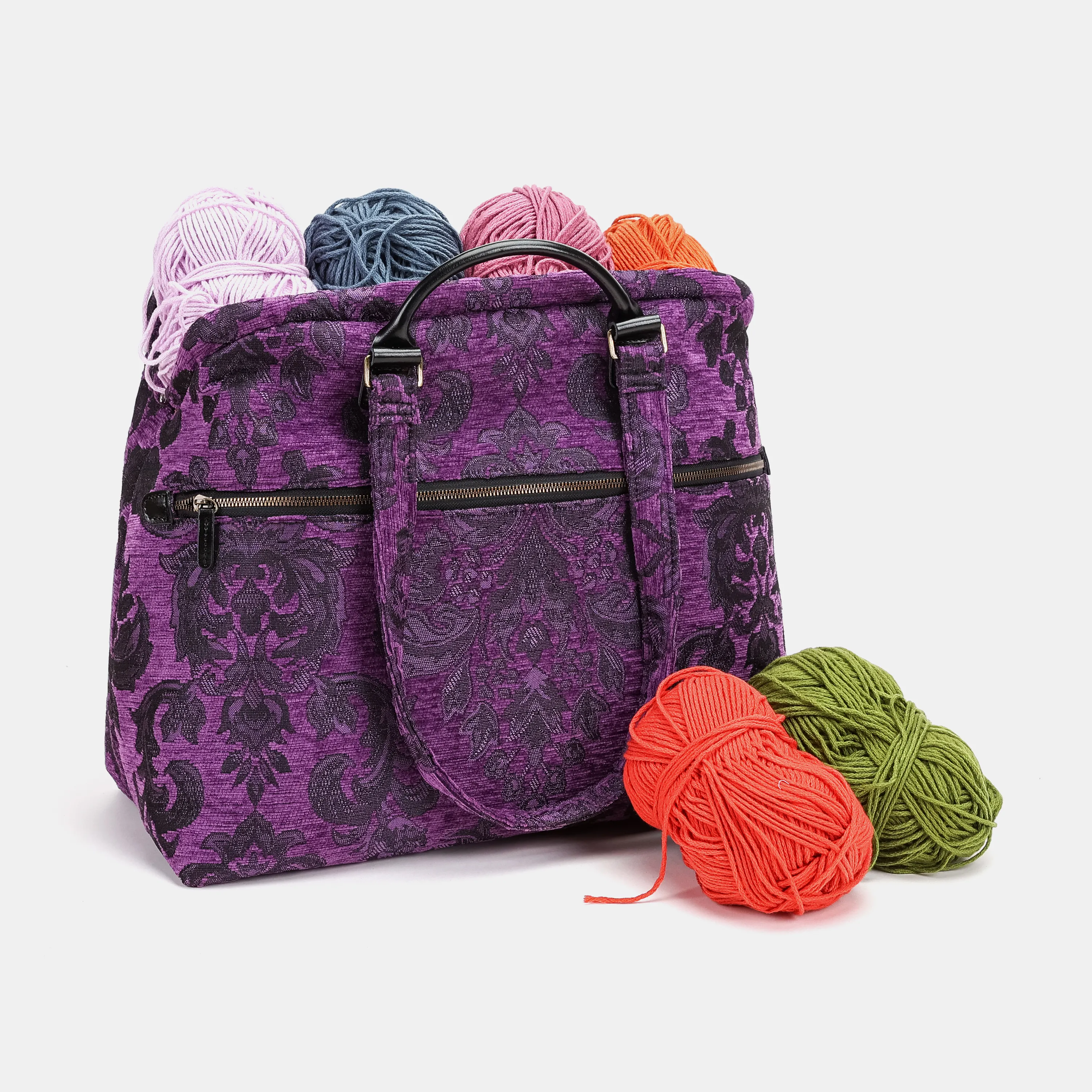 Victorian Blossom Purple Knitting Project Bag - Image 5