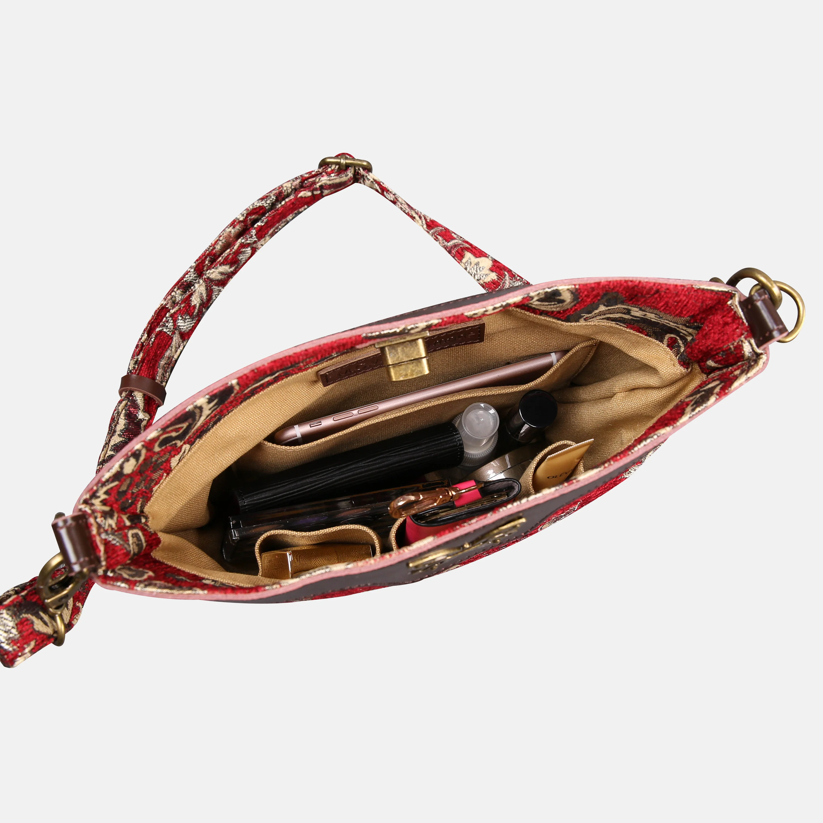 Victorian Blossom Red Butterfly Crossbody Bag - Image 6