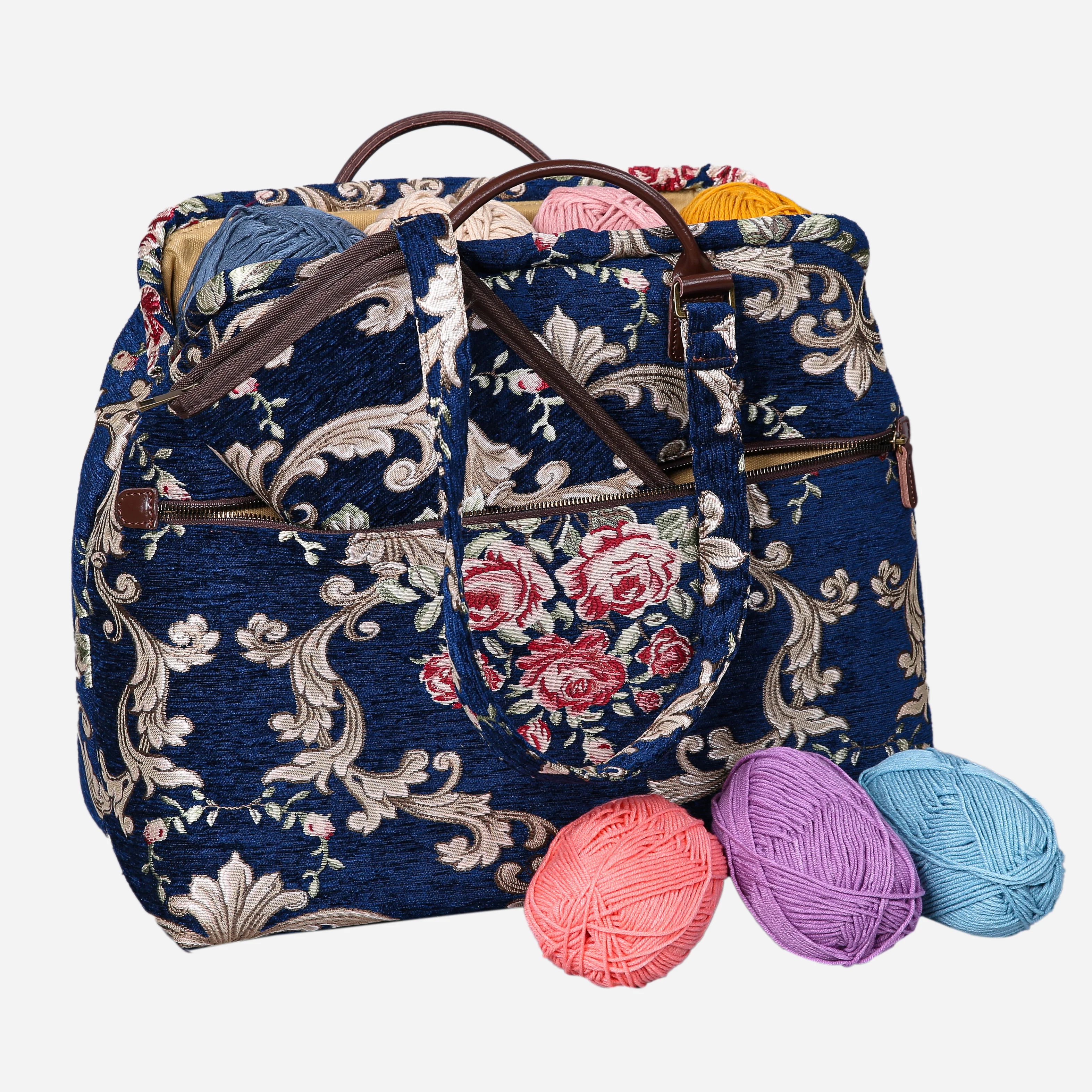 Baroque Garden Blue Knitting Project Bag - Image 4
