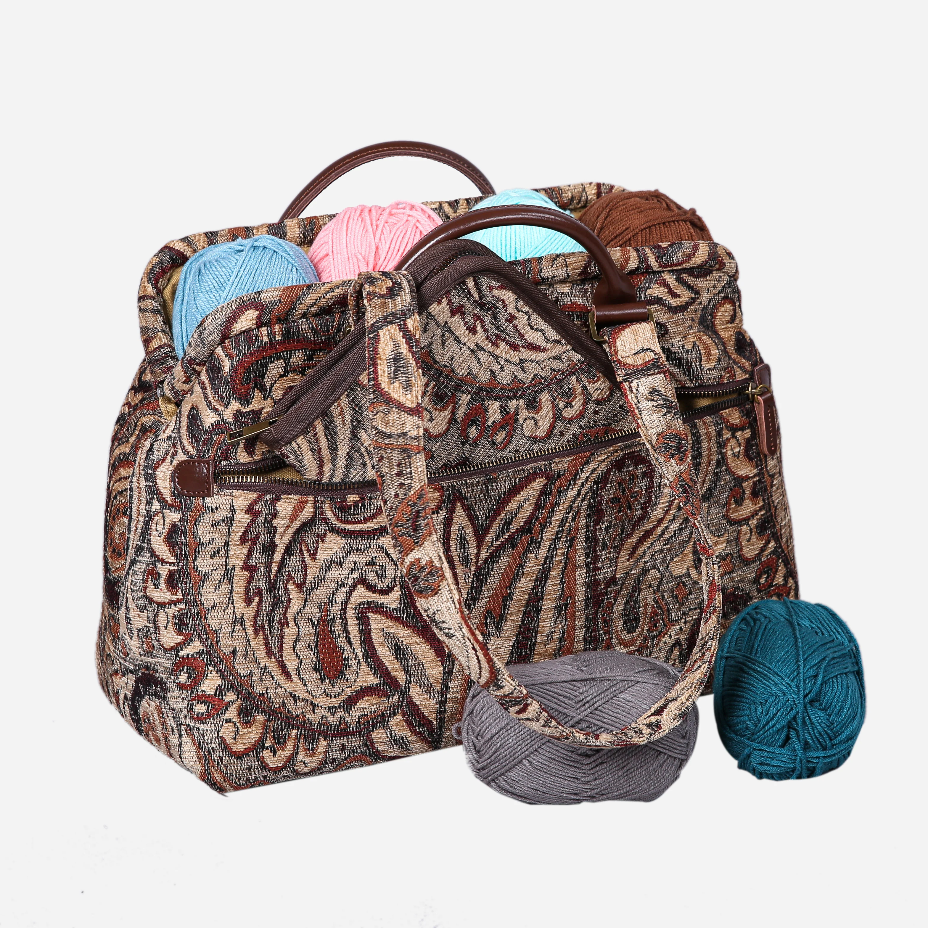 Paisley Brown Knitting Project Bag - Image 5