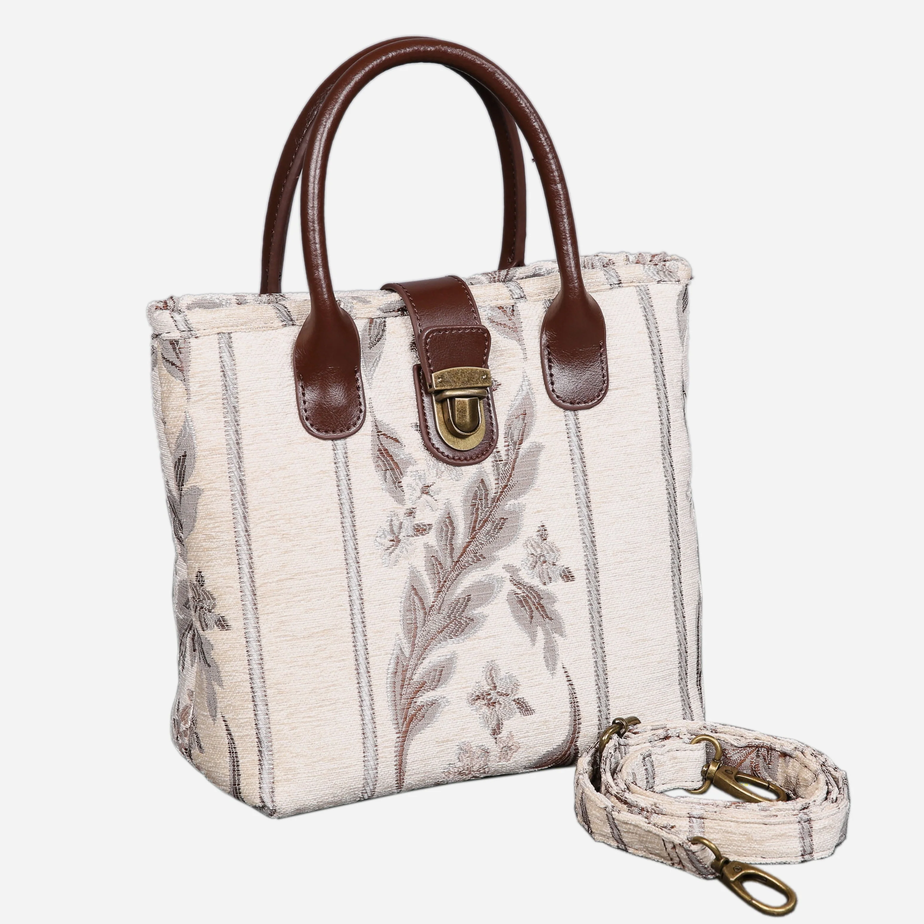 Victorian Stripes Cream Carpet Satchel - Image 2