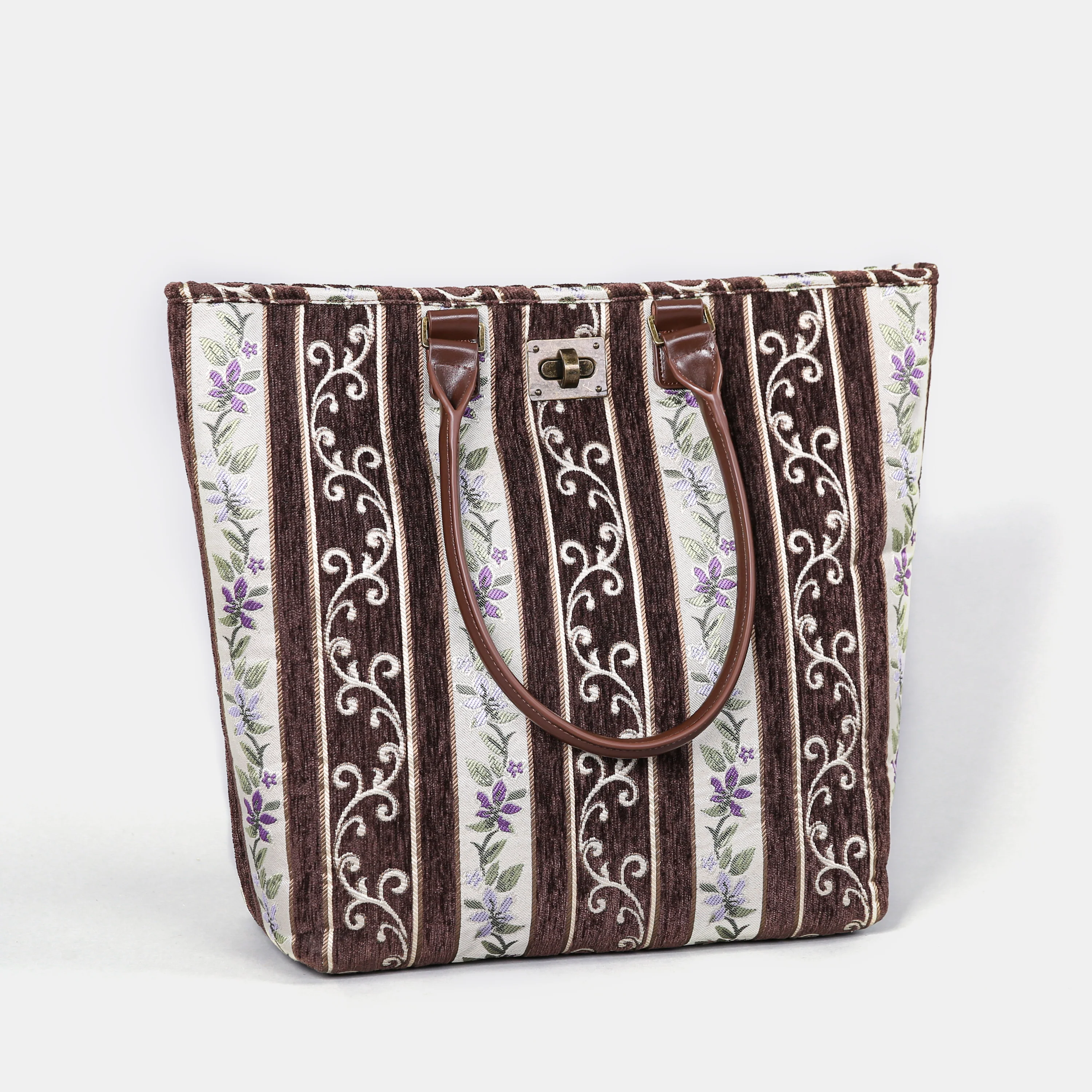 Victorian Stripes Brown Carpet Tote Shopper - Image 3