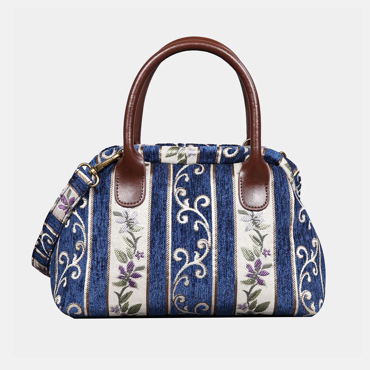 Victorian Stripes Navy Carpet Satchel