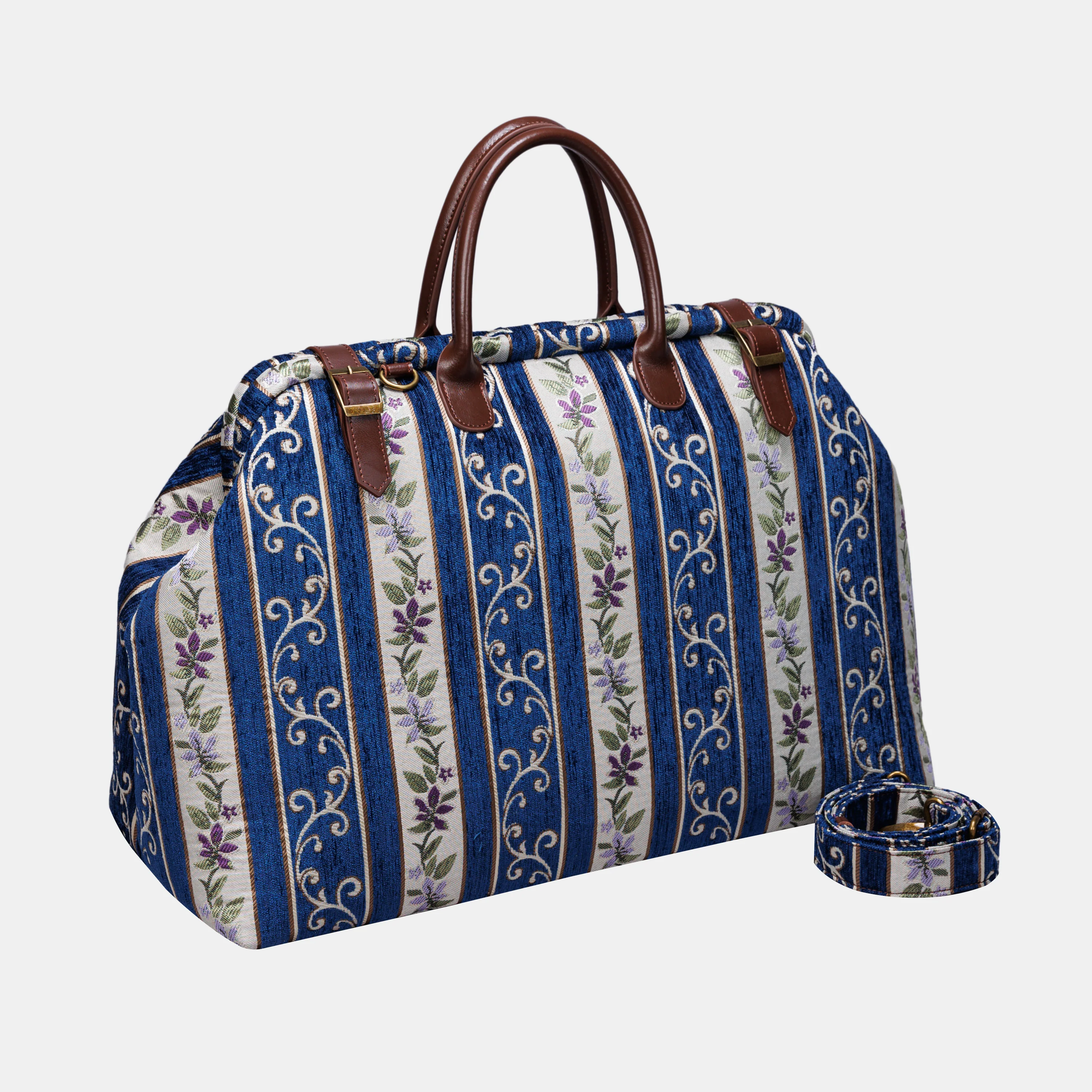 Victorian Stripes Navy Large Carpetbag - Image 2