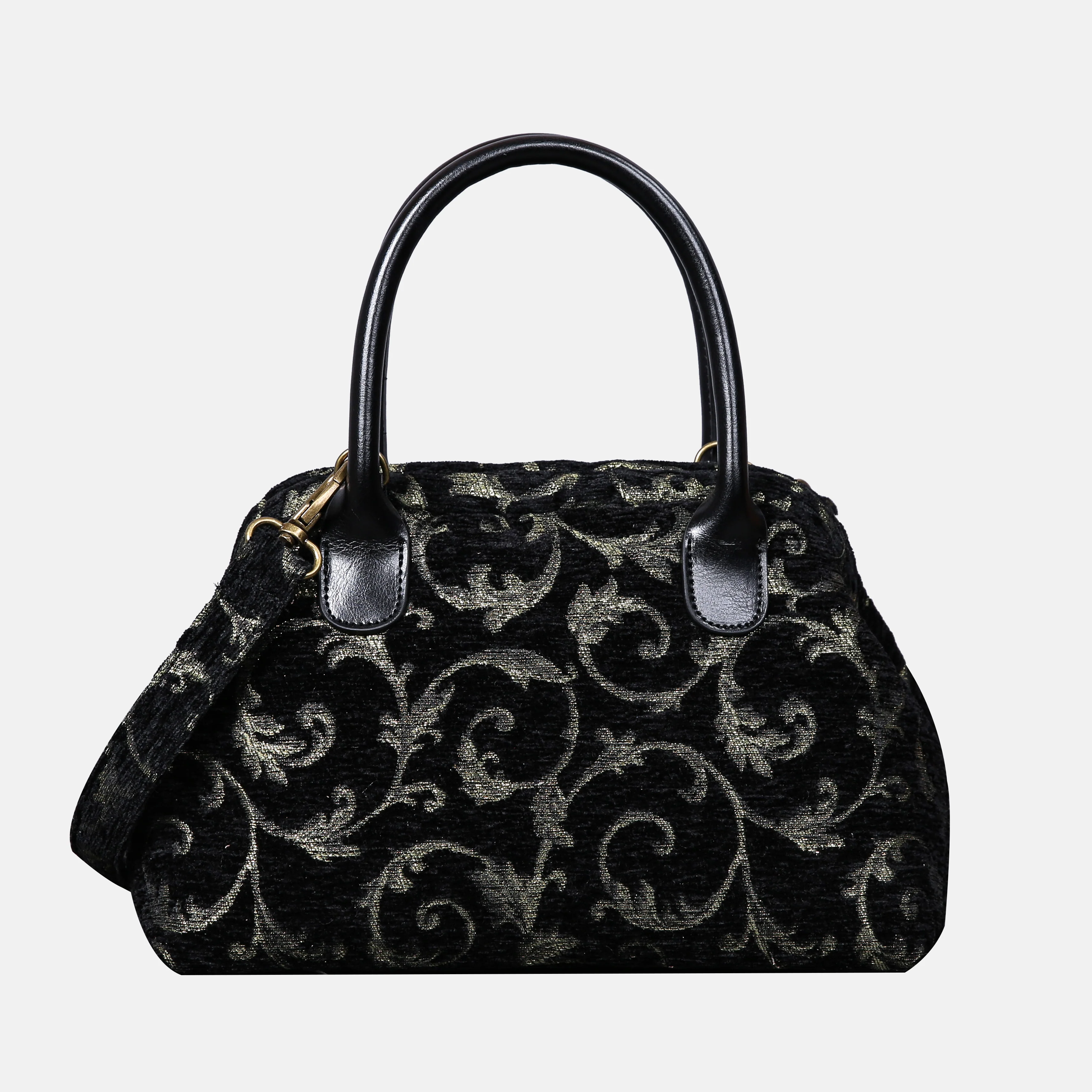 Vintage Scroll Black/Green Carpet Satchel