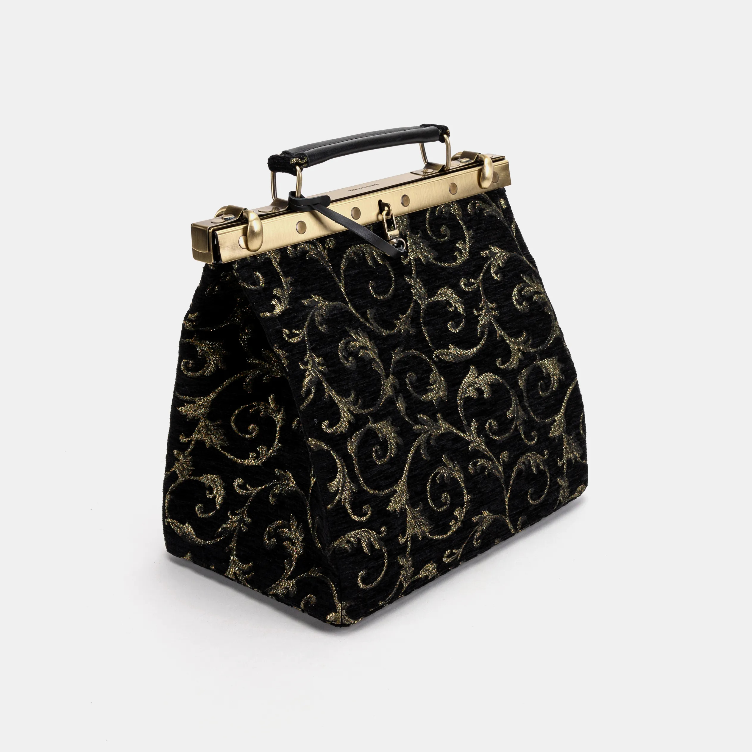Vintage Scroll Black/Green Cecile Carpet Purse Gladstone Bag - Image 4