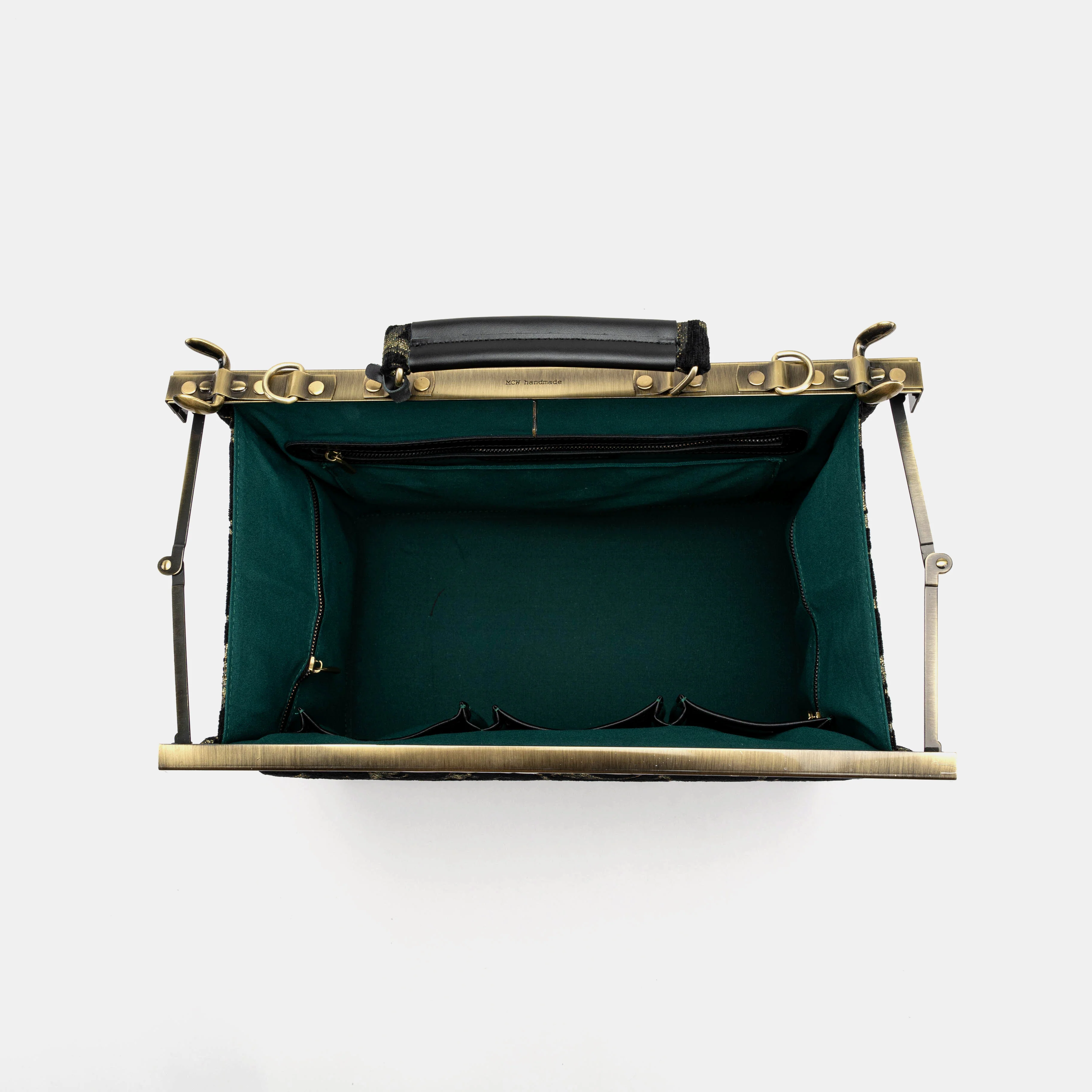 Vintage Scroll Black/Green Genevieve Carpet Gladstone Bag - Image 8