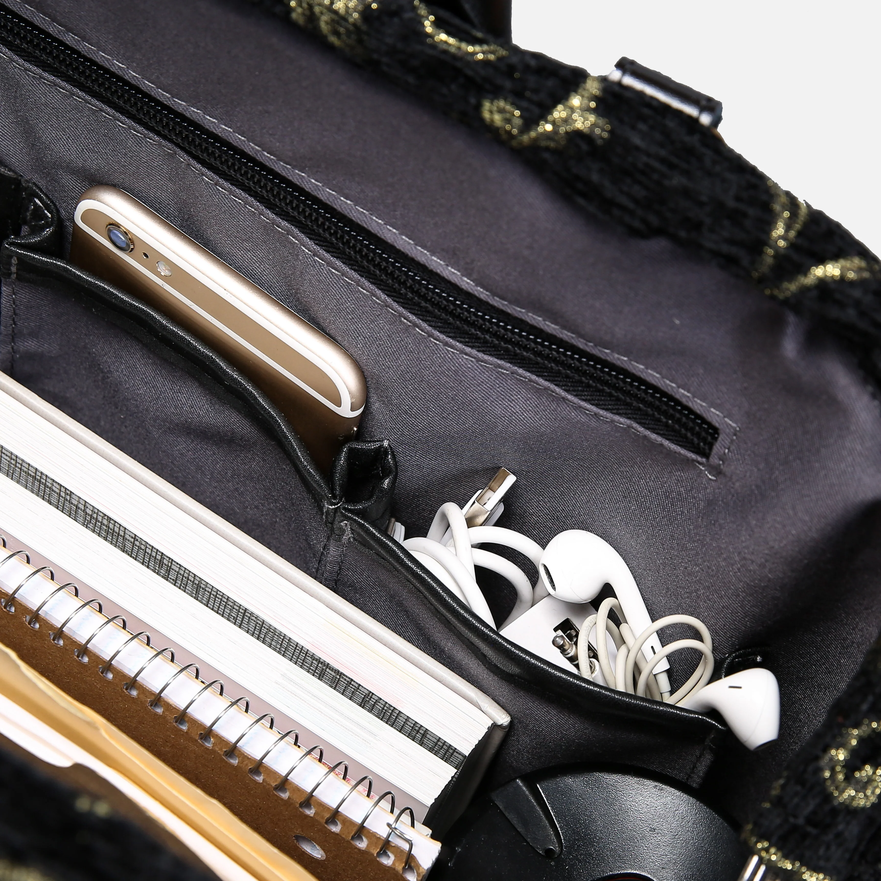 Vintage Scroll Black/Green Laptop Work Bag - Image 10