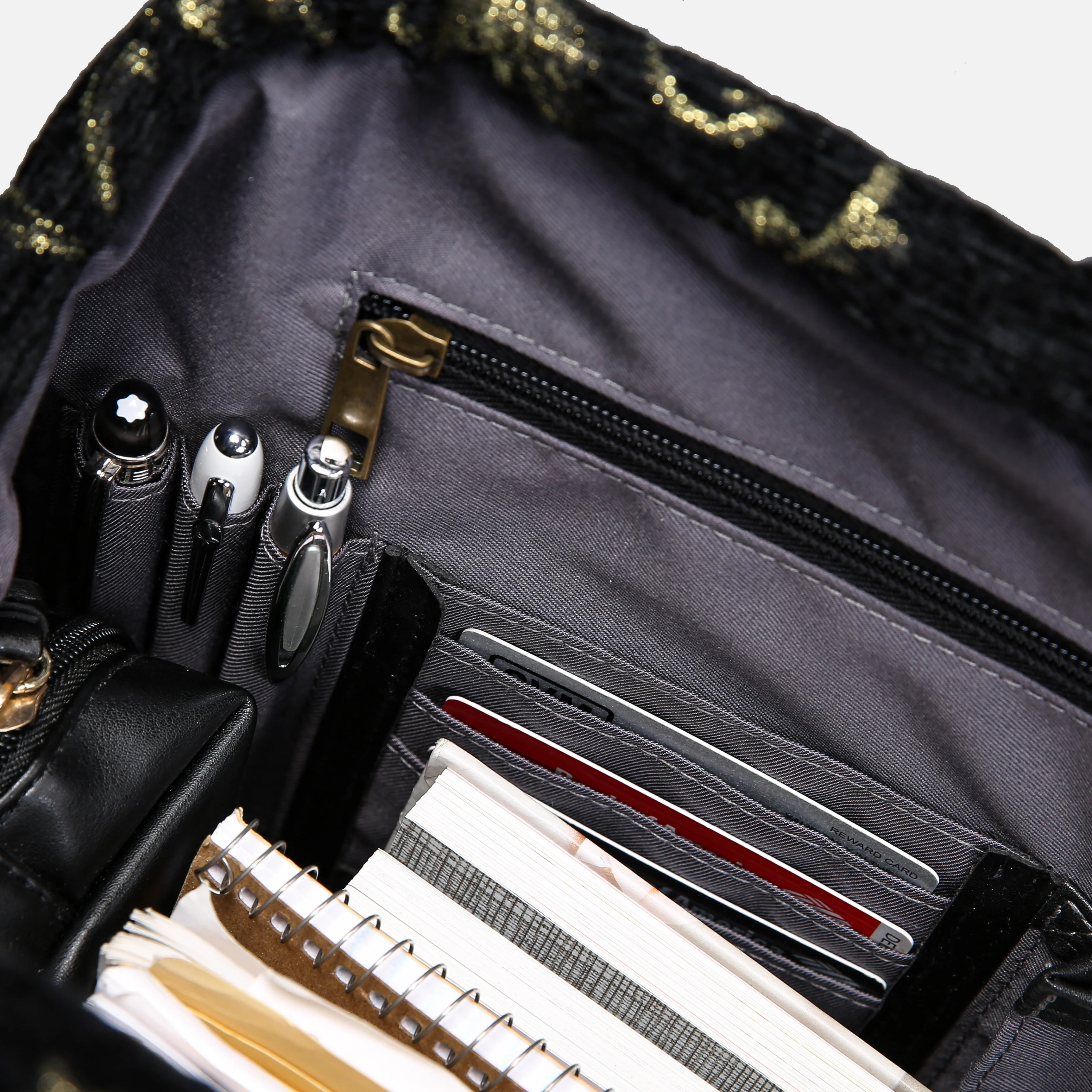 Vintage Scroll Black/Green Laptop Work Bag - Image 12