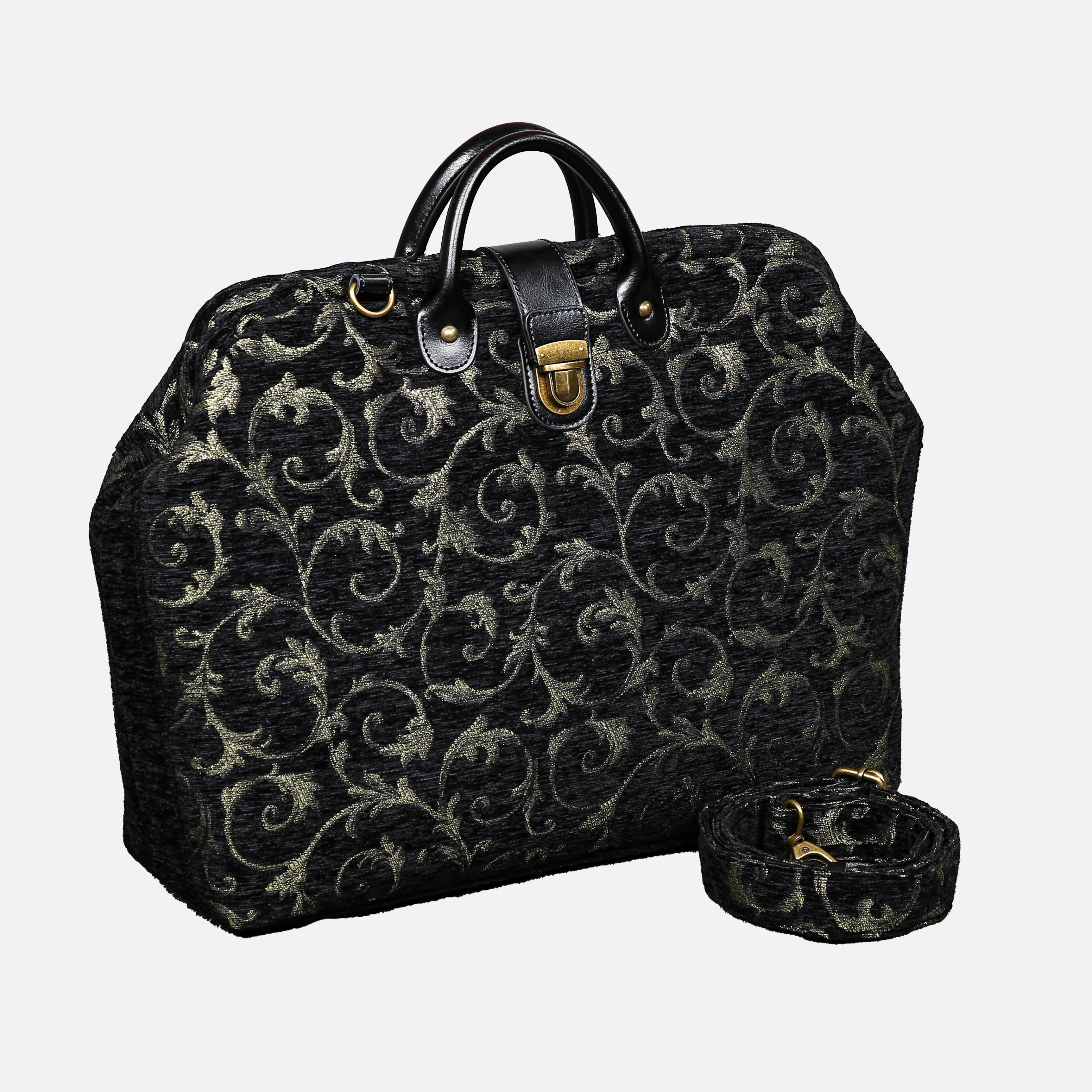 Vintage Scroll Black/Green Laptop Work Bag - Image 2