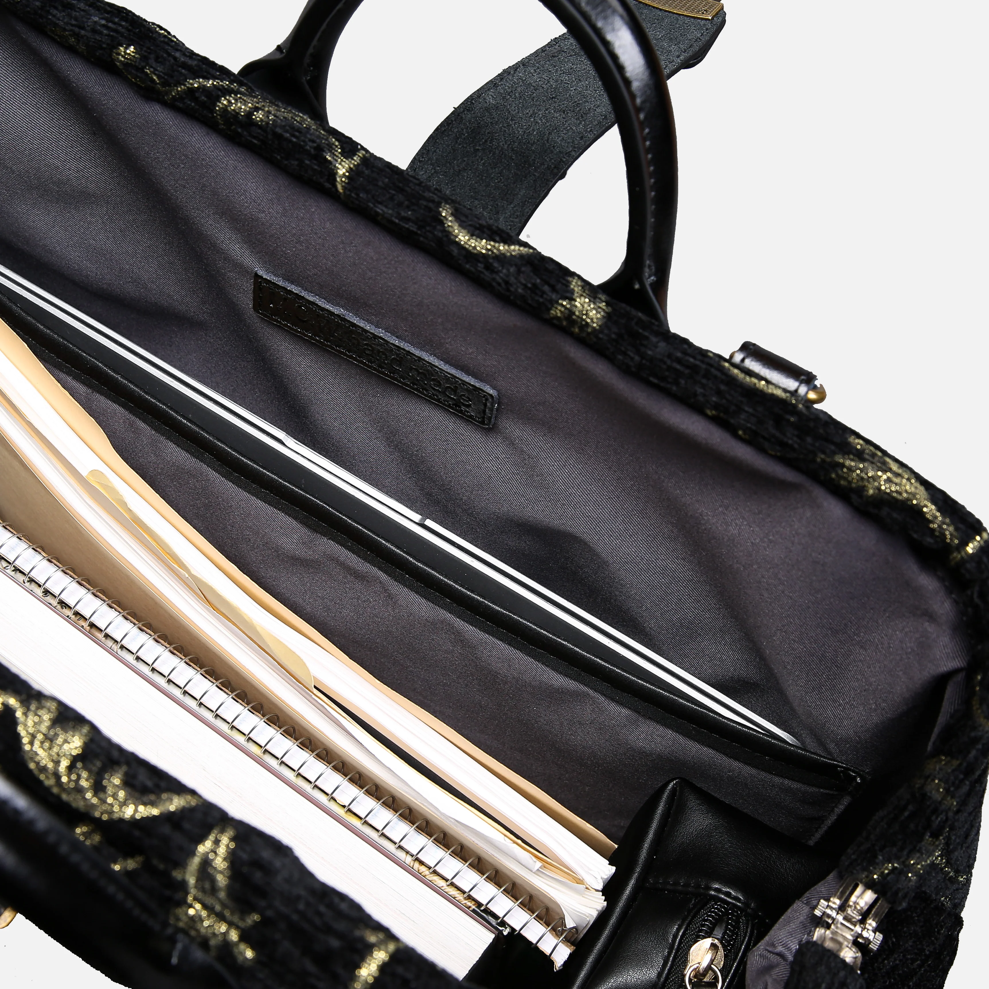 Vintage Scroll Black/Green Laptop Work Bag - Image 9