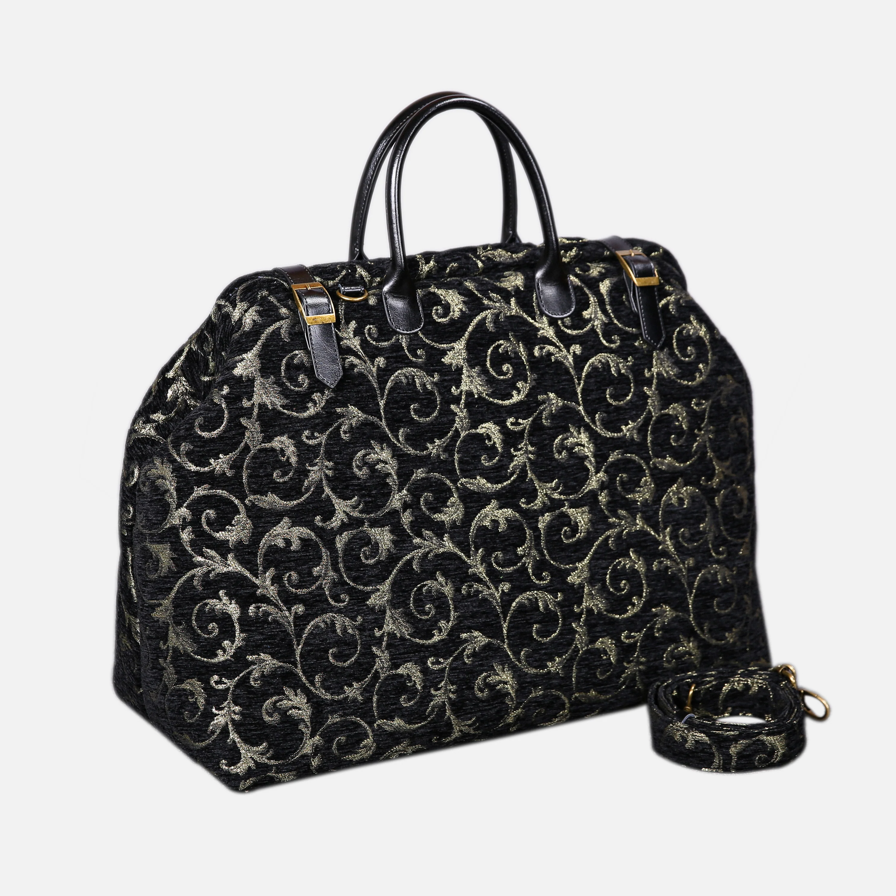 Vintage Scroll Black/Green Large Carpetbag - Image 2