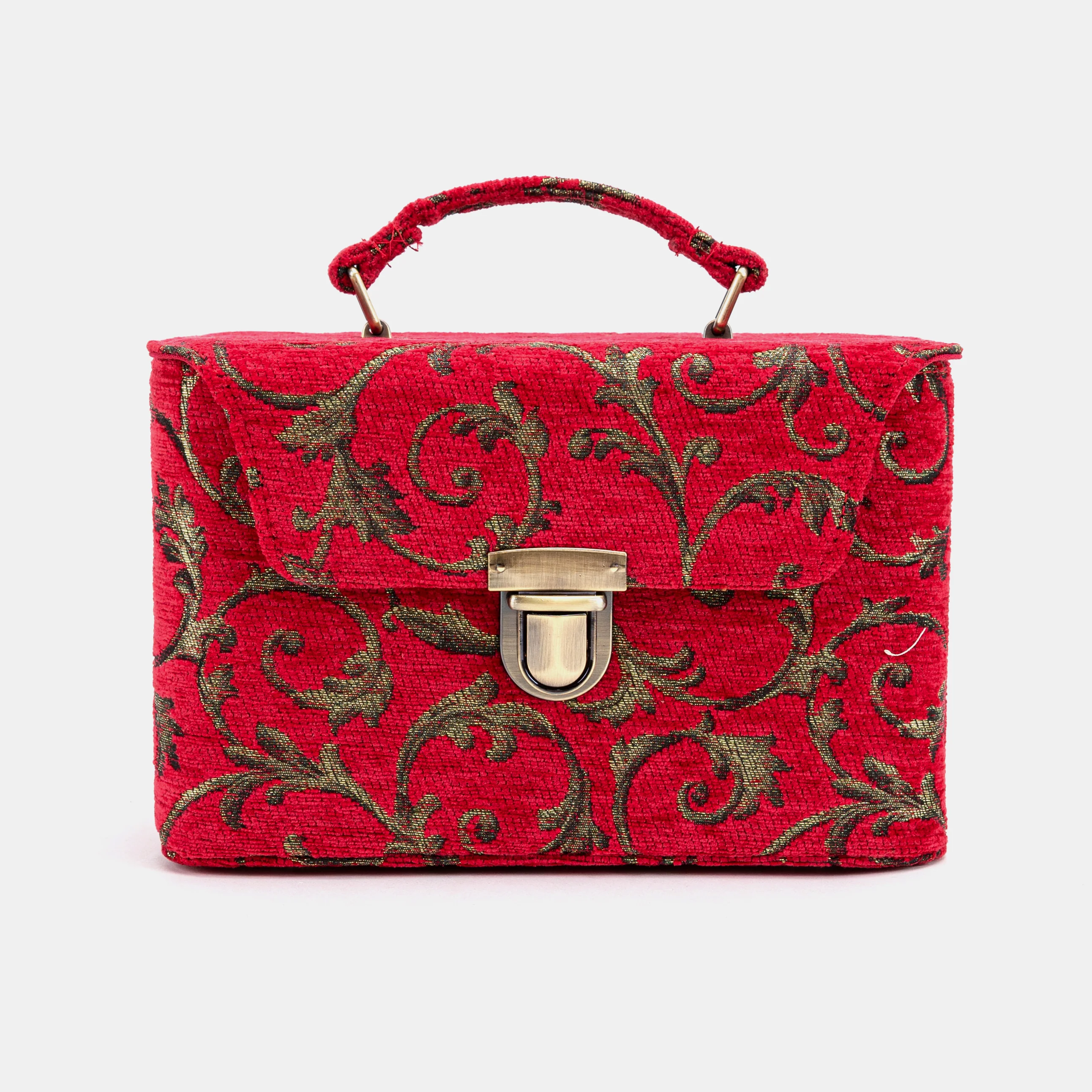 Vintage Scroll Red Clara Medium Train Case Purse - Image 3