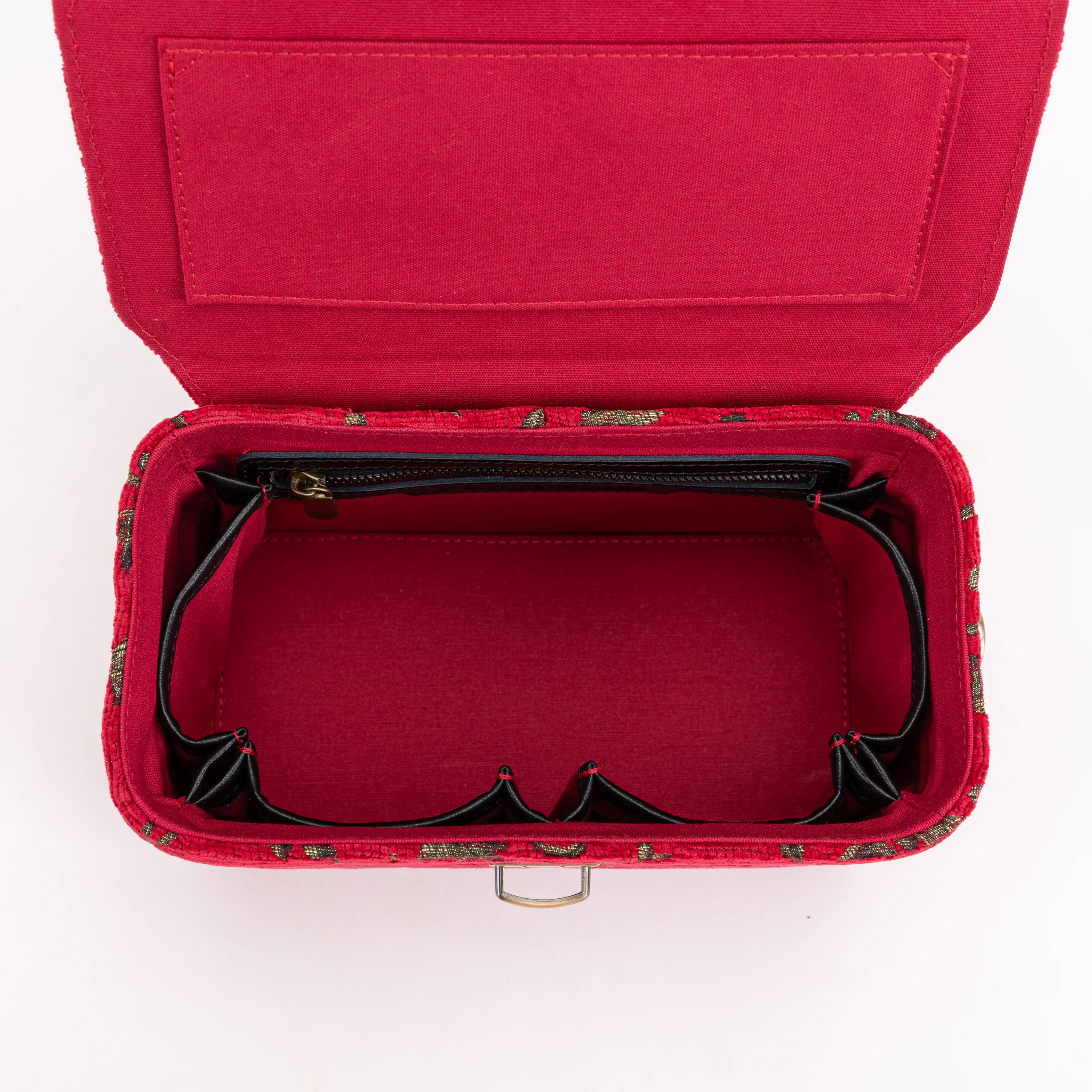 Vintage Scroll Red Clara Medium Train Case Purse - Image 4